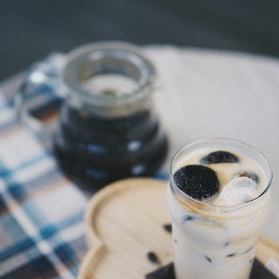 Iced coffee cubes with milk